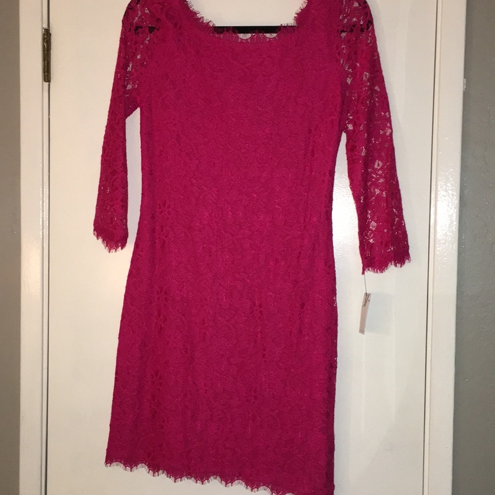 Beautiful lace fuschia DVF dress